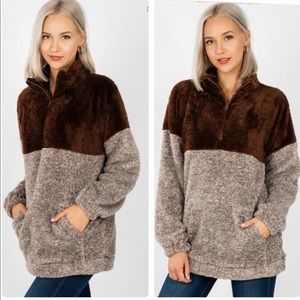 1 LEFT!! Soft Faux Fur Sherpa Pullover Top